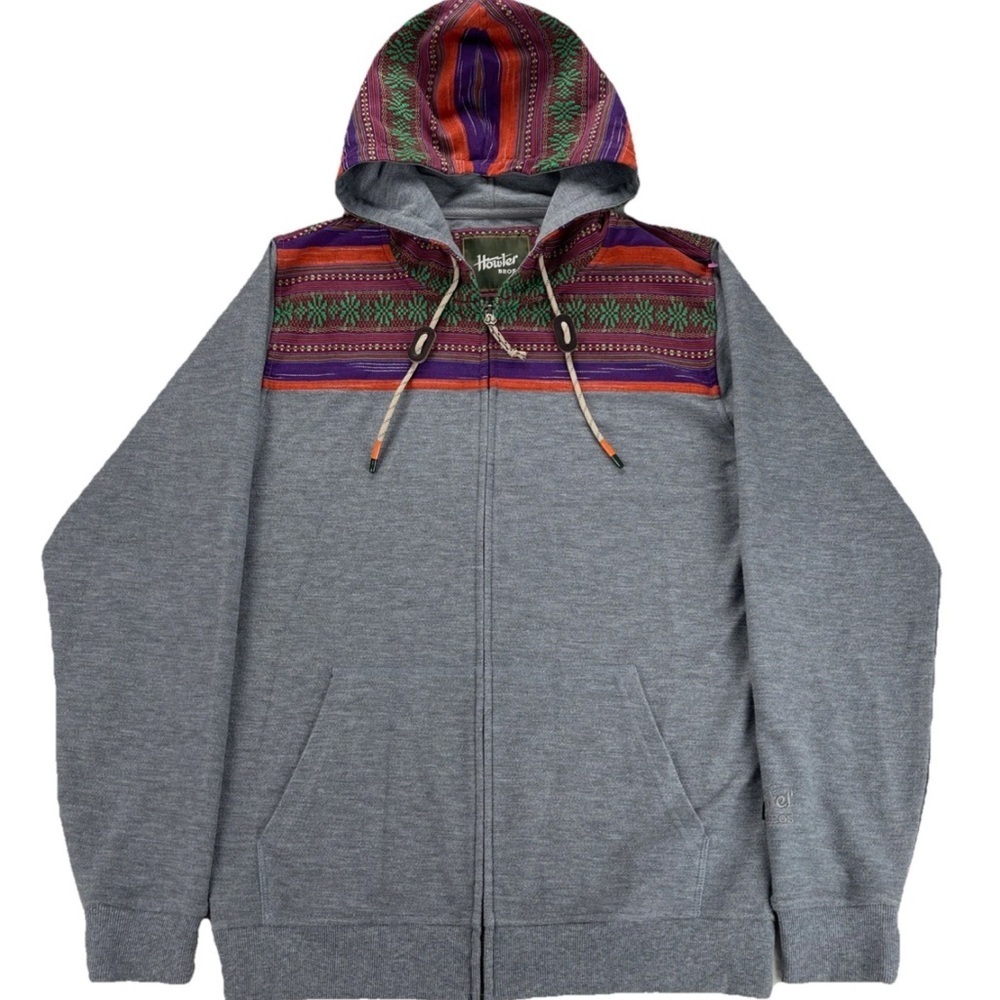 Howler Bros Shaman Hoodie Jacket Mens S Gray Full Zip Aztec Southwestern Adult - Picture 2 of 13